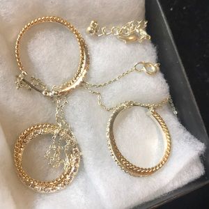 New Avon Silver & Gold circle CZ Chain & Earrings